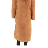 Womens Beige Brown Long Sleeve Button Cotton Blend Jacket L Hooded Plain Fall