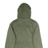 TOMMY HILFIGER Womens Green Cotton Blend Hooded Jacket XL Zip Casual Outerwear