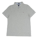 TOMMY HILFIGER Mens Grey Short Sleeve Polo Shirt M Cotton Blend Casualwear