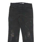 CARHARTT Mens Cotton Blend Black Relaxed Straight Trousers W34 L32 Workwear Zip