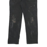 CARHARTT Mens Cotton Blend Black Relaxed Straight Trousers W34 L32 Workwear Zip