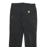 CARHARTT Mens Cotton Blend Black Relaxed Straight Trousers W34 L32 Workwear Zip