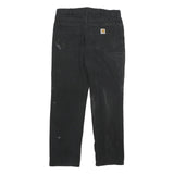CARHARTT Mens Cotton Blend Black Relaxed Straight Trousers W34 L32 Workwear Zip