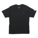 CHAMPION Mens Black V-Neck T-Shirt Short Sleeve Cotton Blend M