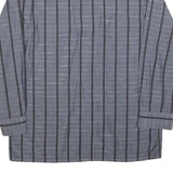 VICTOR EMMANUEL Mens Blue & Black Stripe Cotton Blend Shirt L Long Sleeve Casual