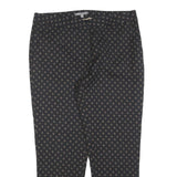LAURA ASHLEY Womens Cotton Blend Black Slim Straight Trousers W34 L27 Polka Dot