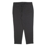LAURA ASHLEY Womens Cotton Blend Black Slim Straight Trousers W34 L27 Polka Dot