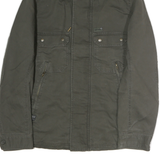 DIESEL Womens Green Cotton Blend Zip Jacket M Military Style Casual Outerwear