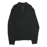 CHAPS Mens Black Cotton Blend Pullover Jumper XL Ribbed Collar Embroidered Logo