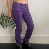 Playlife Trousers - 30W UK 8 Purple Cotton