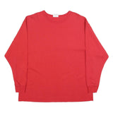 CHAMPION Mens Red Long Sleeve Crew Neck XL Cotton Blend Plain Casual T-Shirt
