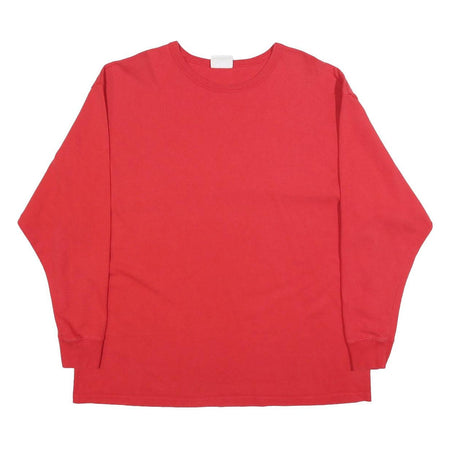 CHAMPION Mens Red Long Sleeve Crew Neck XL Cotton Blend Plain Casual T-Shirt
