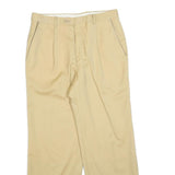 Womens Wool Relaxed Beige Trousers W30 L28 Zip Plain Wide-Leg Casual Smart