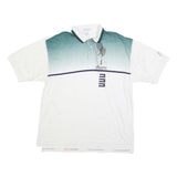 IZOD Mens White & Green Short Sleeve Golf Polo Shirt L Cotton Blend Casual