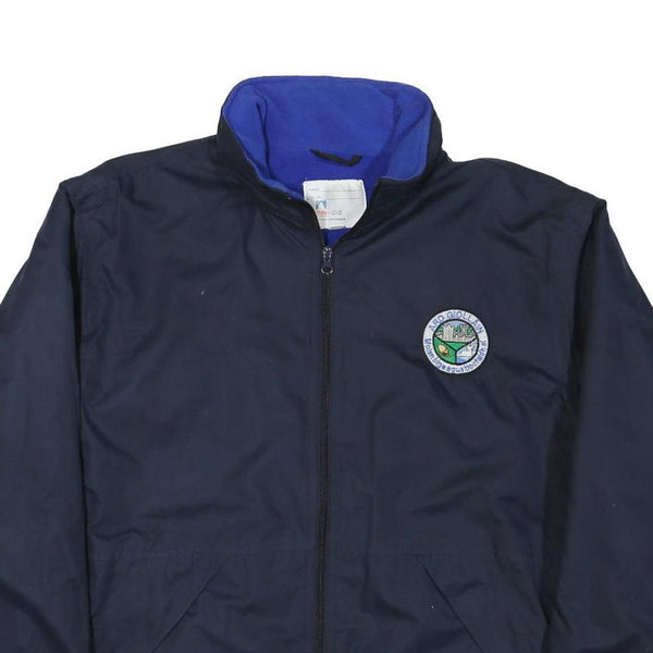 SOLO Mens Navy Blue Casual Zip Jacket S Polyester Blend Plain Classic Fit