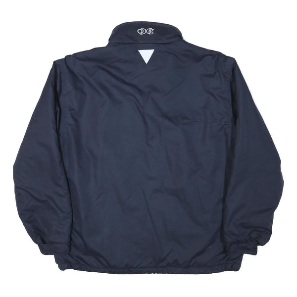 SOLO Mens Navy Blue Casual Zip Jacket S Polyester Blend Plain Classic Fit