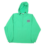 CHAMPION Mens Green Nylon Hooded Jacket M Plain Zip Light Windbreaker