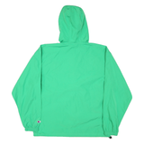 CHAMPION Mens Green Nylon Hooded Jacket M Plain Zip Light Windbreaker