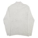 CHAPS Mens Cream & Brown Button Up Plain Crew Neck Basic Knit M Cotton Blend