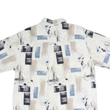 ROUNDTREE & YORKE Mens White Blue Yachts Cotton Shirt L Nautical Print Casual