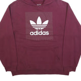 ADIDAS Mens Burgundy Hoodie L Cotton Blend Pullover Casual Streetwear