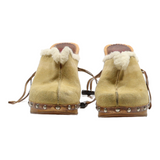 TH Faux Fur Mule Heels Beige Suede Womens UK 5