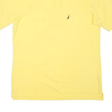 NAUTICA Mens Yellow Short Sleeve Plain Polo Shirt M Cotton Blend Casual