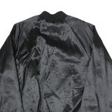 CARDINAL Mens Black Satin Bomber L Polyester Blend Button Jacket Plain Relaxed