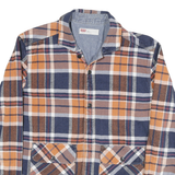 LEVI'S Mens Blue & Orange Plaid Shirt L Cotton Blend Casual Button Up Long