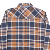 LEVI'S Mens Blue & Orange Plaid Shirt L Cotton Blend Casual Button Up Long