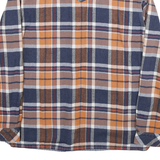 LEVI'S Mens Blue & Orange Plaid Shirt L Cotton Blend Casual Button Up Long