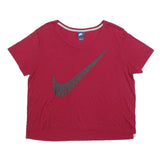 NIKE Womens Red Graphic T-Shirt L Short Sleeve Round Neck Sports Casual