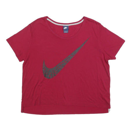 NIKE Womens Red Graphic T-Shirt L Short Sleeve Round Neck Sports Casual