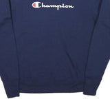 CHAMPION Mens Navy Blue Logo Crew Neck M Cotton Blend Pullover Sweatshirt