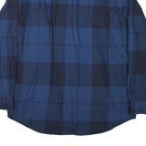 NAUTICA Mens Blue Check Shirt XL Cotton Blend Long Sleeve Classic Fit Casual