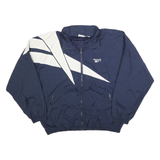 REEBOK Mens Navy & White Zip Jacket XL Polyester Sportstyle Athletic Casual