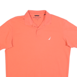 NAUTICA Mens Orange Short Sleeve Plain M Cotton Blend Polo Shirt Classic Style