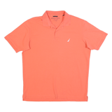 NAUTICA Mens Orange Short Sleeve Plain M Cotton Blend Polo Shirt Classic Style