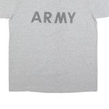 Mens Grey Cotton Blend Plain XL Short Sleeve Crew Neck Army Print T-Shirt