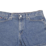 TOMMY HILFIGER Womens Denim Blue Cotton Shorts UK 12 W32 Classic Fit Casual