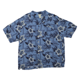 ISLANDER Mens Blue Hawaiian Rayon Shirt XL Floral Print Relaxed Fit Casual