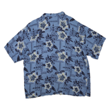 ISLANDER Mens Blue Hawaiian Rayon Shirt XL Floral Print Relaxed Fit Casual