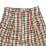 Womens Cotton Blend Beige Green & Red Plaid Casual Shorts S W26