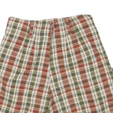 Womens Cotton Blend Beige Green & Red Plaid Casual Shorts S W26