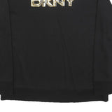 DKNY Womens Black Cotton Blend Crew Neck S Sweatshirt Logo Embellished Pullover