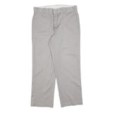 DICKIES Mens Cotton Blend Beige Relaxed Straight Trousers W36 L30 Casual