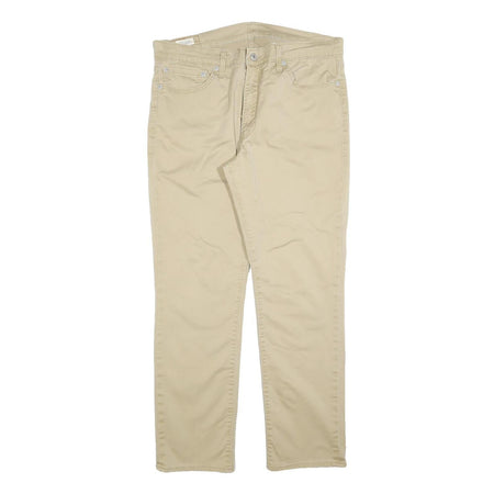 LEVI'S Mens Cotton Blend Beige Slim Straight Trousers W36 L30 Classic Zip