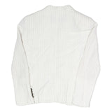 ZARA Womens White Pinstripe Blazer Jacket S Cotton Blend Button Closure Tailored