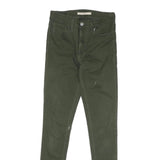LEVI'S Womens Cotton Blend Green Regular Skinny Trousers W27 L29 Zip Closure