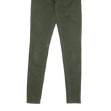 LEVI'S Womens Cotton Blend Green Regular Skinny Trousers W27 L29 Zip Closure